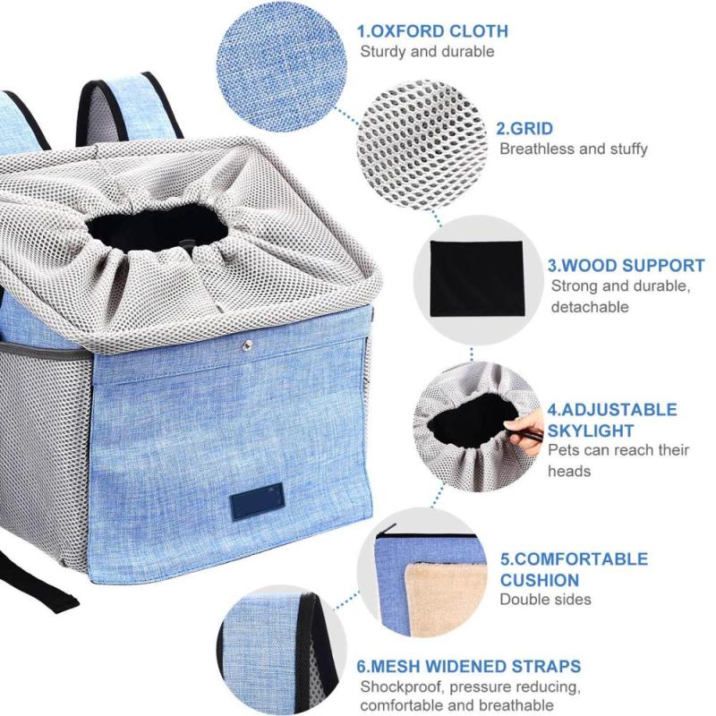 Pet Carrier Bicycle Basket Bag Booster Backpack Front Seat Cover with 2 Big Side Pockets Breathable Cat Travel Bag