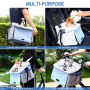 Pet Carrier Bicycle Basket Bag Booster Backpack Front Seat Cover with 2 Big Side Pockets Breathable Cat Travel Bag