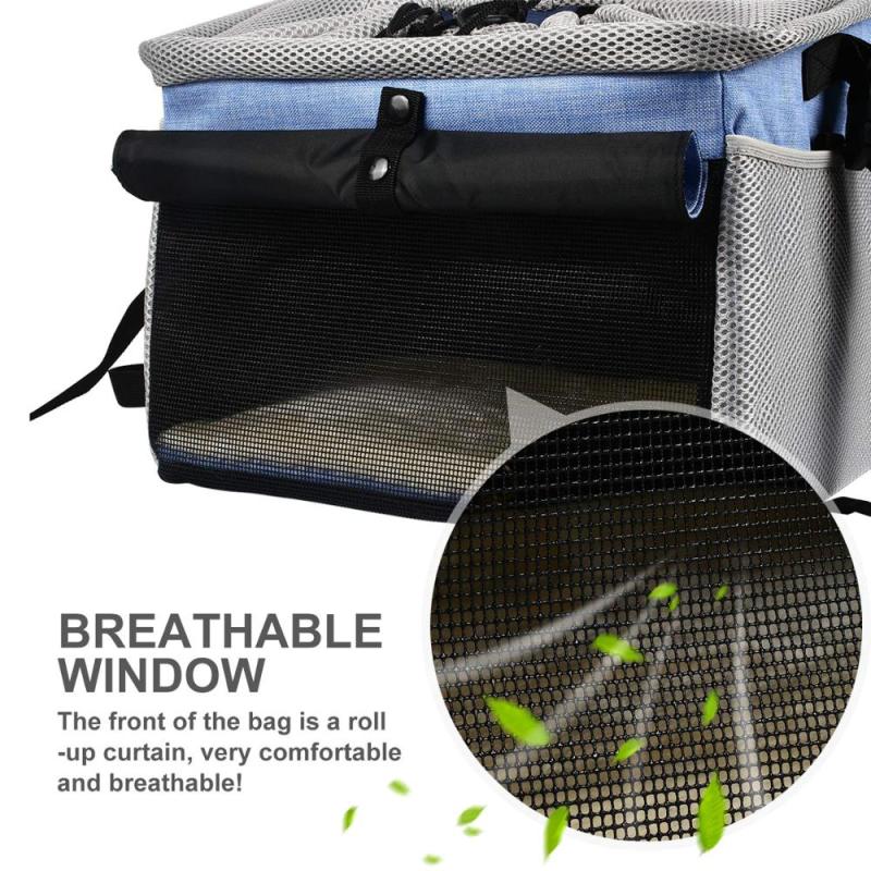 Pet Carrier Bicycle Basket Bag Booster Backpack Front Seat Cover with 2 Big Side Pockets Breathable Cat Travel Bag