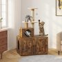 Cat Litter Box Hidden Furniture with Divider Wooden Cat House with Cat Tree Tower
