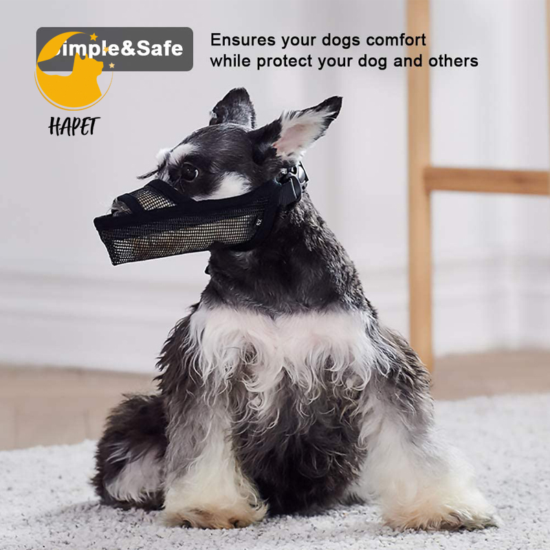 Dog Muzzle to Prevent Biting Barking and Chewing with Adjustable Loop Breathable Mesh Soft Fabric