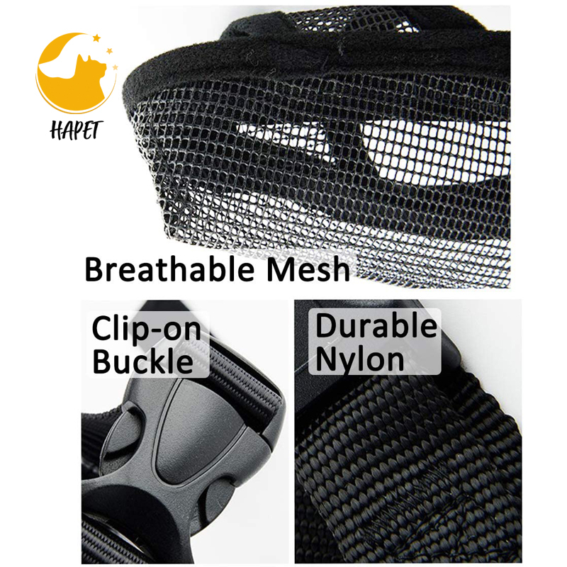 Dog Muzzle to Prevent Biting Barking and Chewing with Adjustable Loop Breathable Mesh Soft Fabric