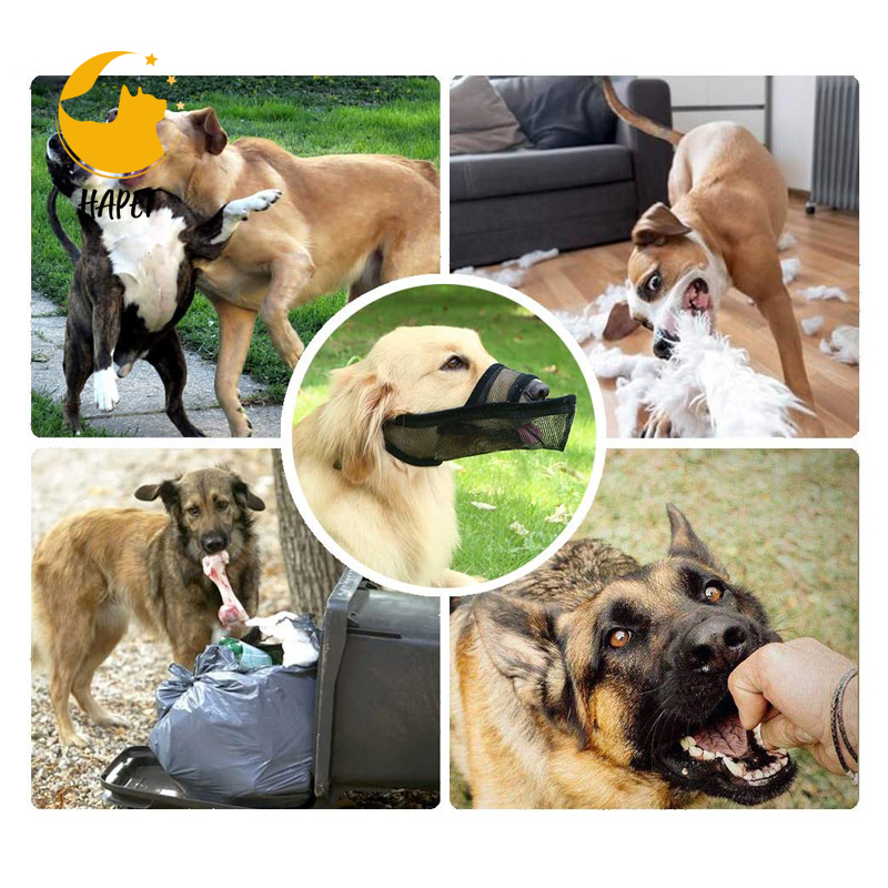 Dog Muzzle to Prevent Biting Barking and Chewing with Adjustable Loop Breathable Mesh Soft Fabric