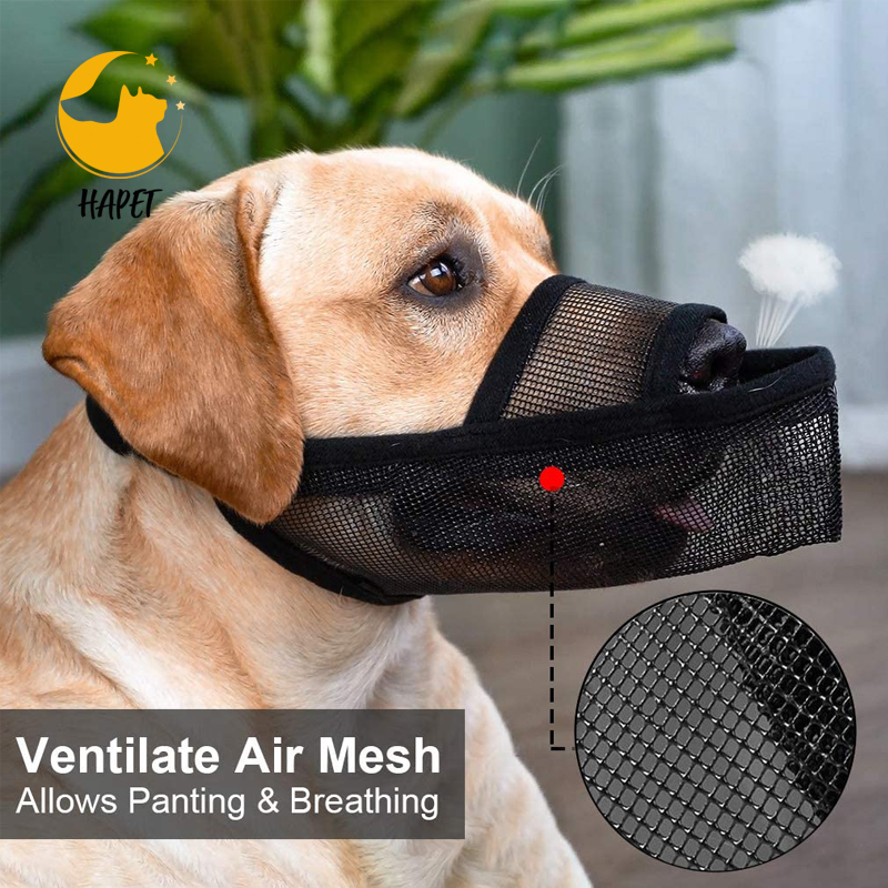 Dog Muzzle to Prevent Biting Barking and Chewing with Adjustable Loop Breathable Mesh Soft Fabric