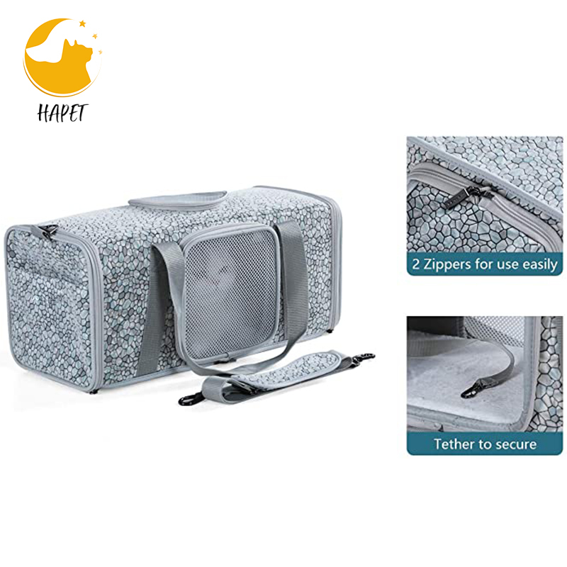Pet Carrier With Expandable Tunnel Airline Approved Soft Dog Cat Carrier Pet Taxi With Breathable Mesh Removable Cushion