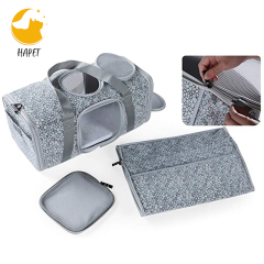 Pet Carrier With Expandable Tunnel Airline Approved Soft Dog Cat Carrier Pet Taxi With Breathable Mesh Removable Cushion