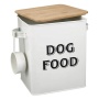 Dog Food and Treats Storage tin Containers Set with Scoop for Dogs-Tight Fitting Wood Lids-Coated Carbon Steel-Storage Canister