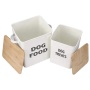 Dog Food and Treats Storage tin Containers Set with Scoop for Dogs-Tight Fitting Wood Lids-Coated Carbon Steel-Storage Canister
