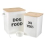 Dog Food and Treats Storage tin Containers Set with Scoop for Dogs-Tight Fitting Wood Lids-Coated Carbon Steel-Storage Canister