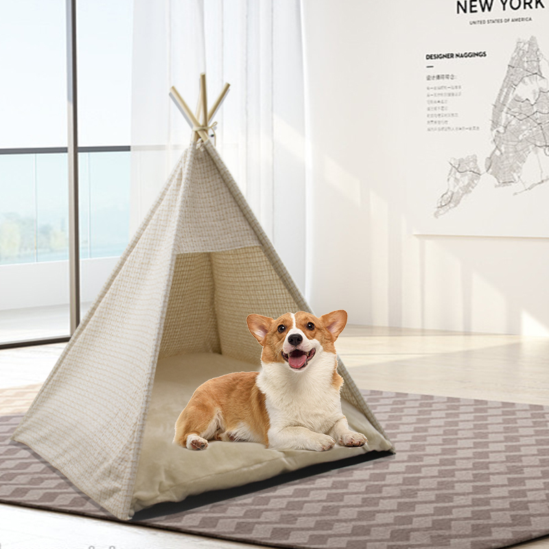 Warm Pet House with Bed Tent for Dogs Cats Pet Teepee with Soft Cushion for Cats Dogs