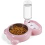Double Dog Cat Bowls Pet Water and Food Bowl Set with Automatic Water Dispenser Bottle