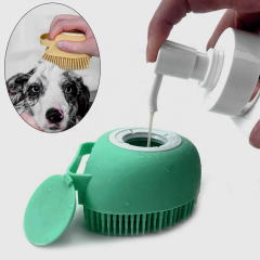 Dog Brush Bath Massage Brush Shampoo Dispenser for Pet Grooming Deshedding Soft Silicone Bristles