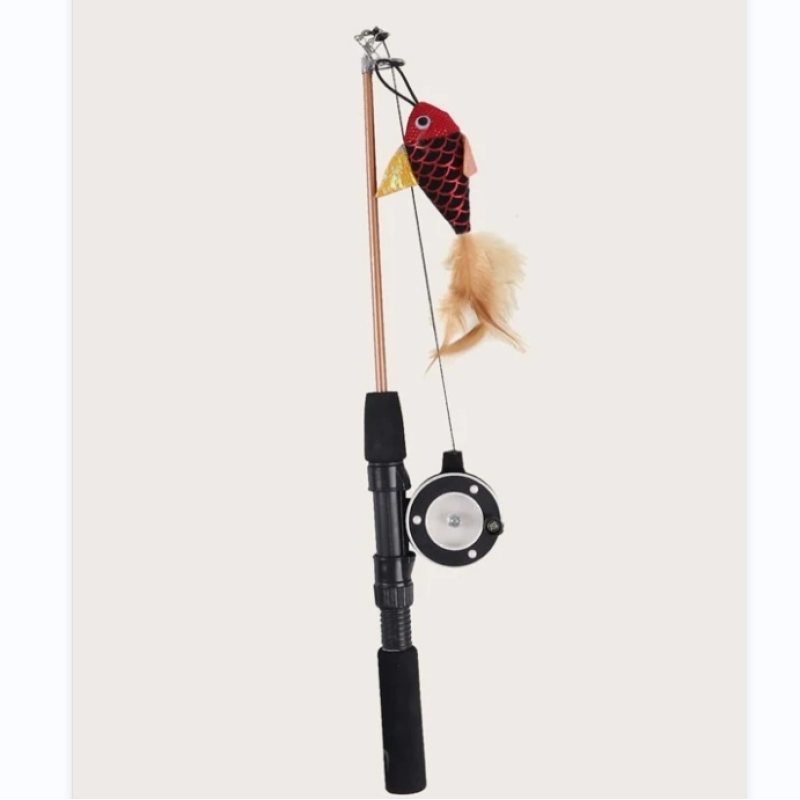 Manufacturer of telescopic fishing rod feather teasing cat sticks fish telescopic interactive cat toys