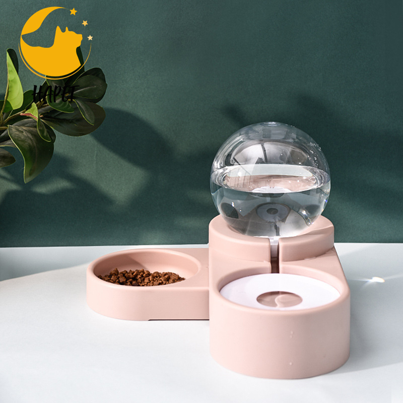 Spherical pet cat bowl Double bowl automatic drinking non-wet mouth food anti-dog rice bowl dog