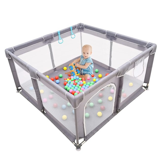 Baby Playpen , Baby Play yard, For Babies Gate Indoor & Outdoor for Kids Activity Center Safety Play Yard Soft Breathable mesh
