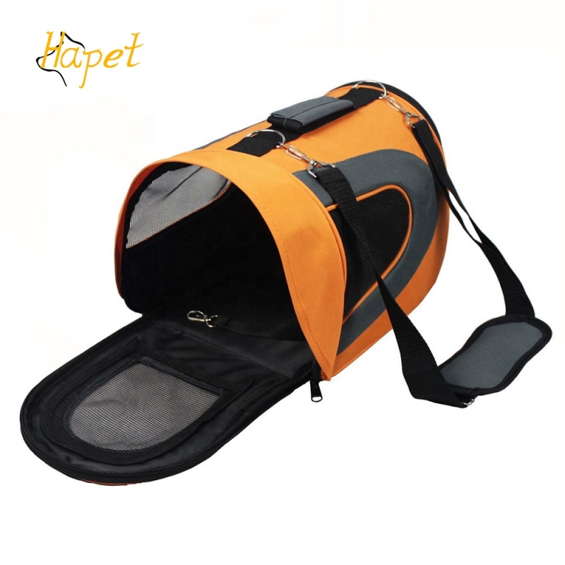 portable soft-sided puppy pet carrier handbag  foldable semi-circle nylon shoulder bag