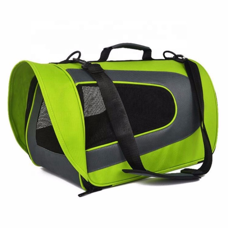 portable soft-sided puppy pet carrier handbag  foldable semi-circle nylon shoulder bag