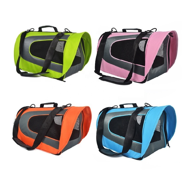 portable soft-sided puppy pet carrier handbag  foldable semi-circle nylon shoulder bag