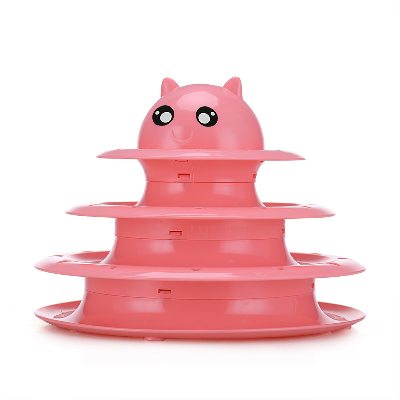 Creative Turntable Cat Toys Happy Circle Track Plastic Disk Funny 3 Layers Detachable Rotatable Design Kitten Tower Cat Toys