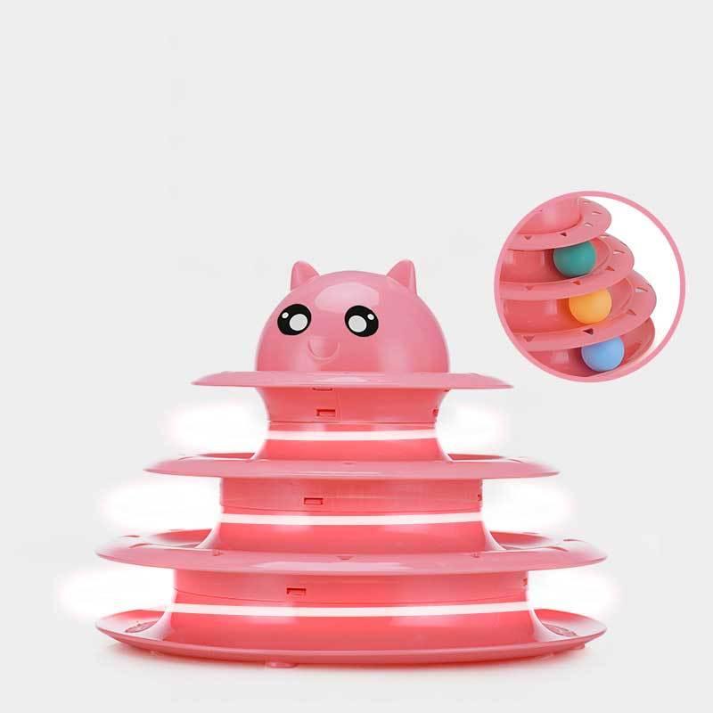 Creative Turntable Cat Toys Happy Circle Track Plastic Disk Funny 3 Layers Detachable Rotatable Design Kitten Tower Cat Toys