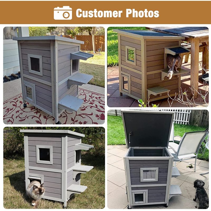 Weatherproof Shelter Cat Outdoor House Wheels for Easy Move