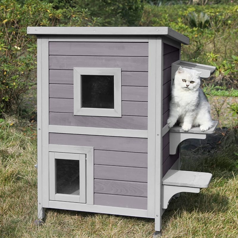 Weatherproof Shelter Cat Outdoor House Wheels for Easy Move