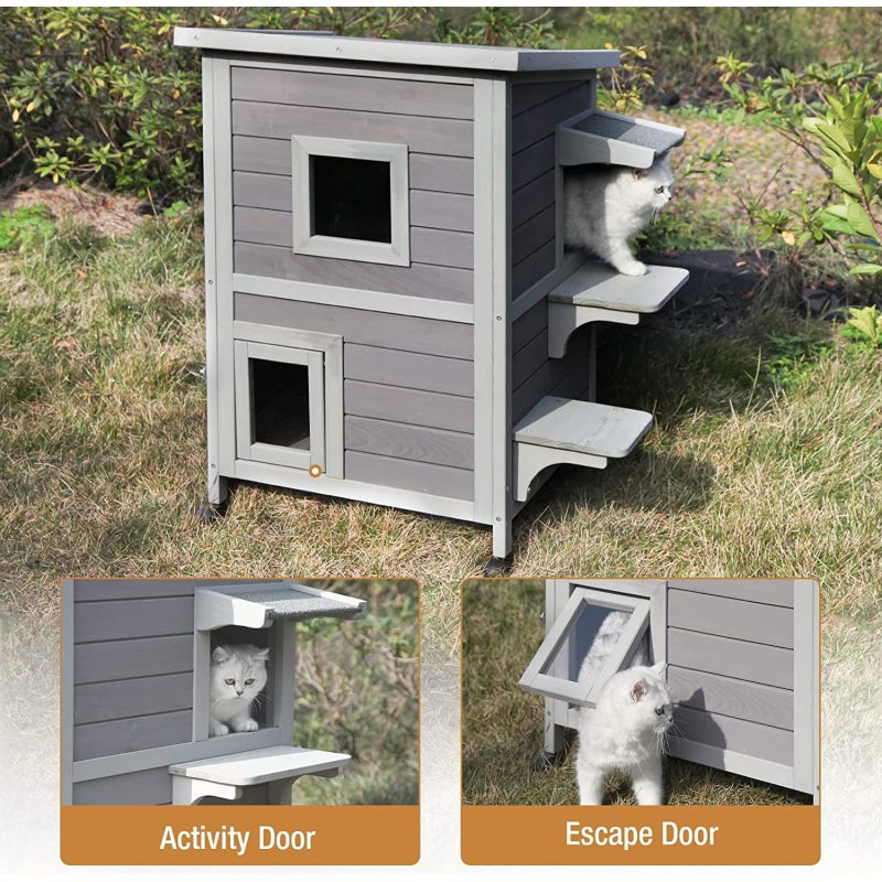 Weatherproof Shelter Cat Outdoor House Wheels for Easy Move