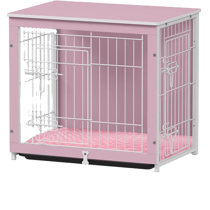 Crate Furniture with Cushion&Tray for Small Medium Large Dogs, Dog Crate End Table Furniture Style, Double Doors Decorative Dog