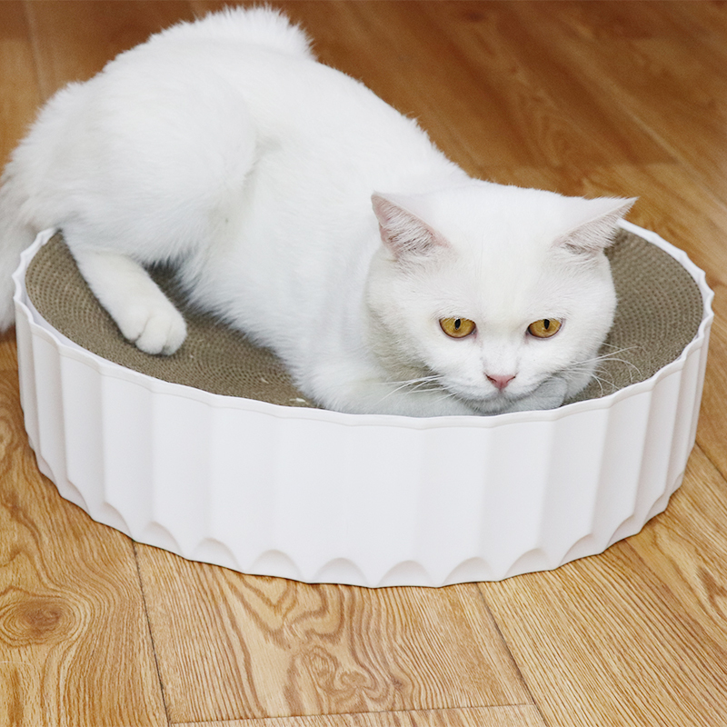 Round Cat Scratcher Cardboard 2 in 1 Cat Scratcher Bowl Round Scratch Pad for Indoor Cats
