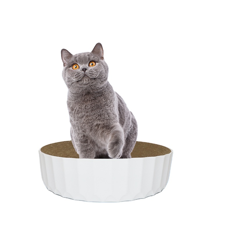 Round Cat Scratcher Cardboard 2 in 1 Cat Scratcher Bowl Round Scratch Pad for Indoor Cats