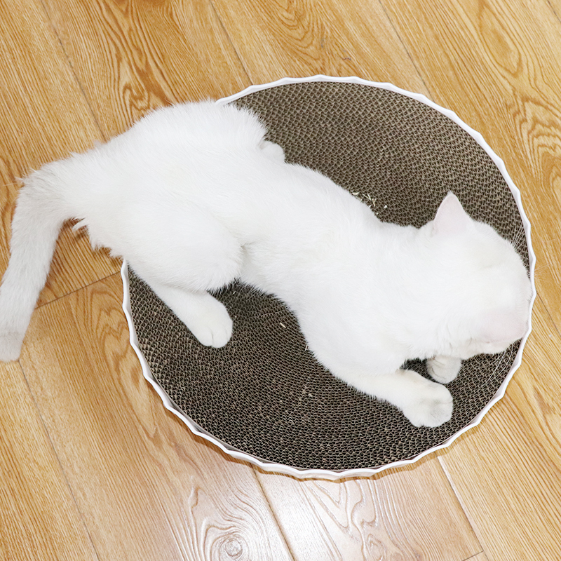 Round Cat Scratcher Cardboard 2 in 1 Cat Scratcher Bowl Round Scratch Pad for Indoor Cats