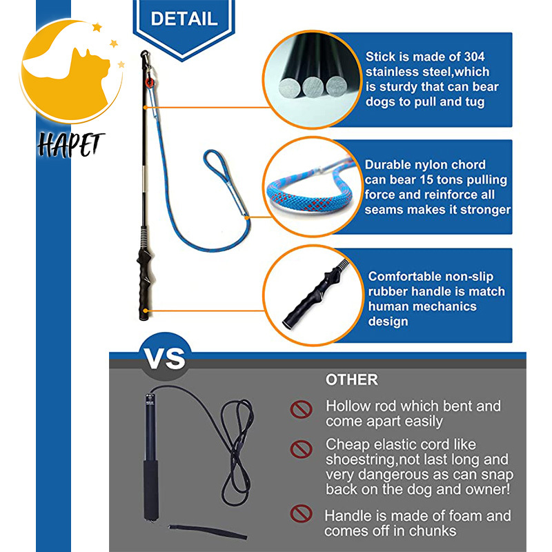 Interactive Flirt Pole Toy Durable Teaser Wand with Pet Fleece Rope Tether Lure Toy For Dog Outdoor Exercise