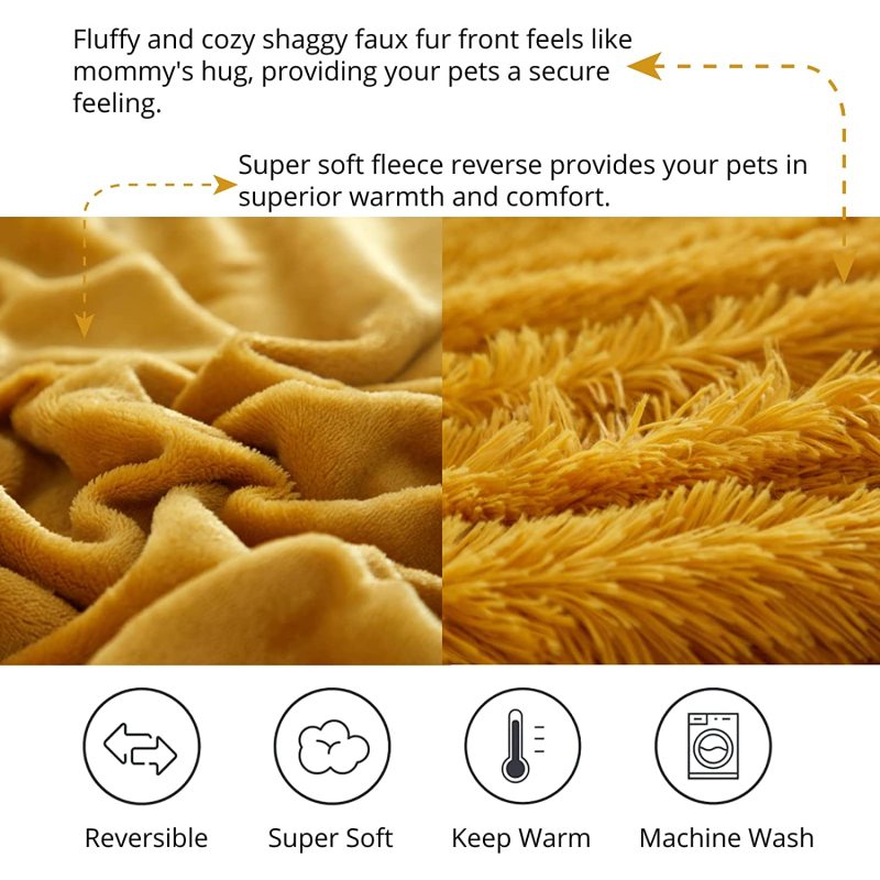 Soft and Washable Faux Fur Fuzzy Dog Blanket Reversible Faux Fur Fleece Throw Blanket for Couch