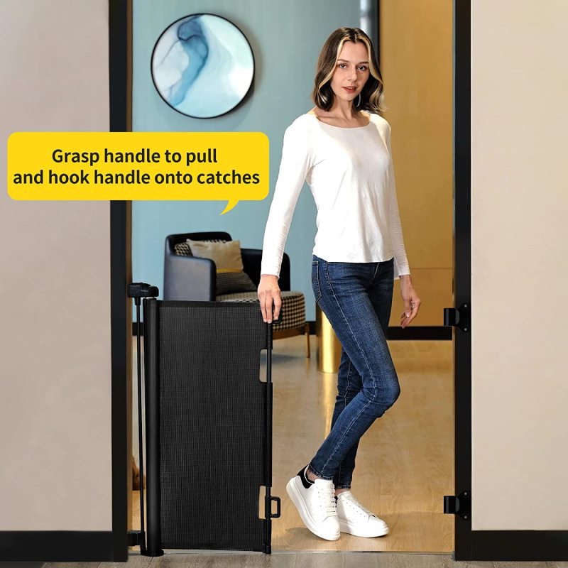 Extends up Retractable Mesh Gate Child Safety Gate for Doorways Indoor Use