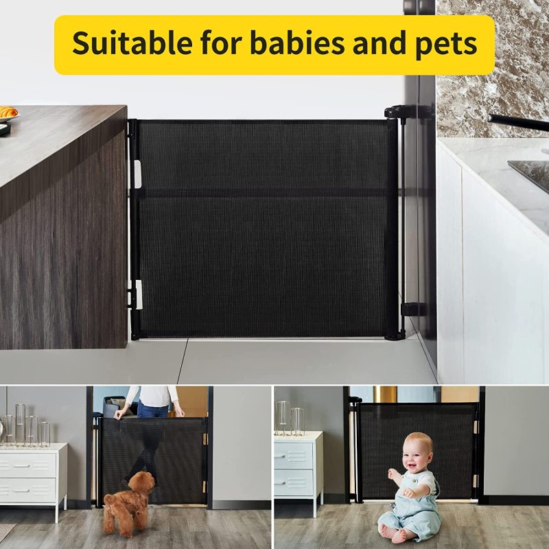 Extends up Retractable Mesh Gate Child Safety Gate for Doorways Indoor Use