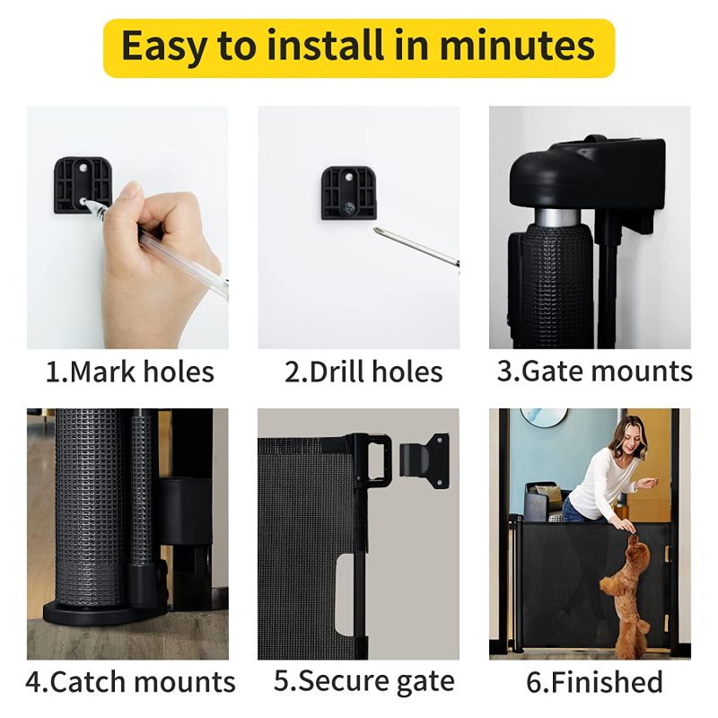 Extends up Retractable Mesh Gate Child Safety Gate for Doorways Indoor Use