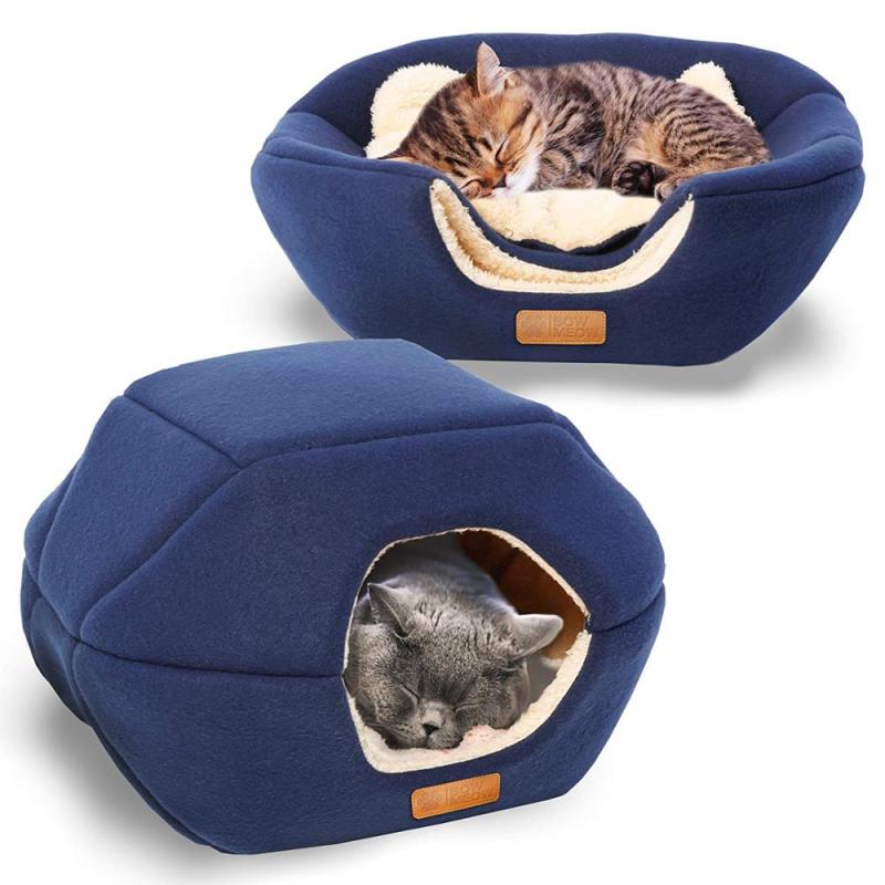 Premium Cat Bed cave Small Dog Bed, 2-in-1 foldable soft warm washable pet bed with a pillow.