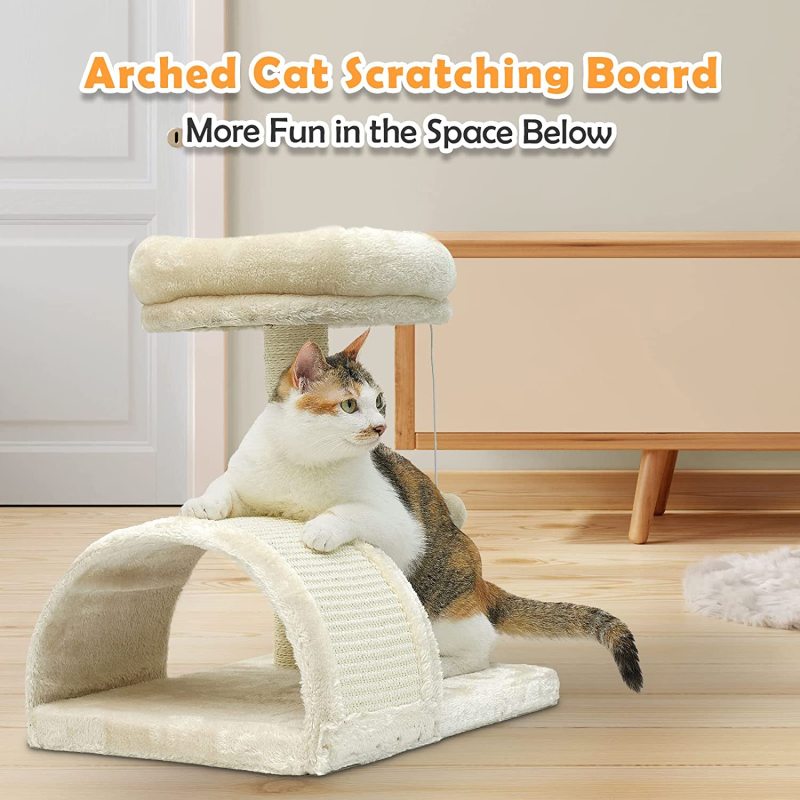 Cat Claw Scratcher Thickened Bottom Plate with Padded Lying Bed and Toy Cat Tree
