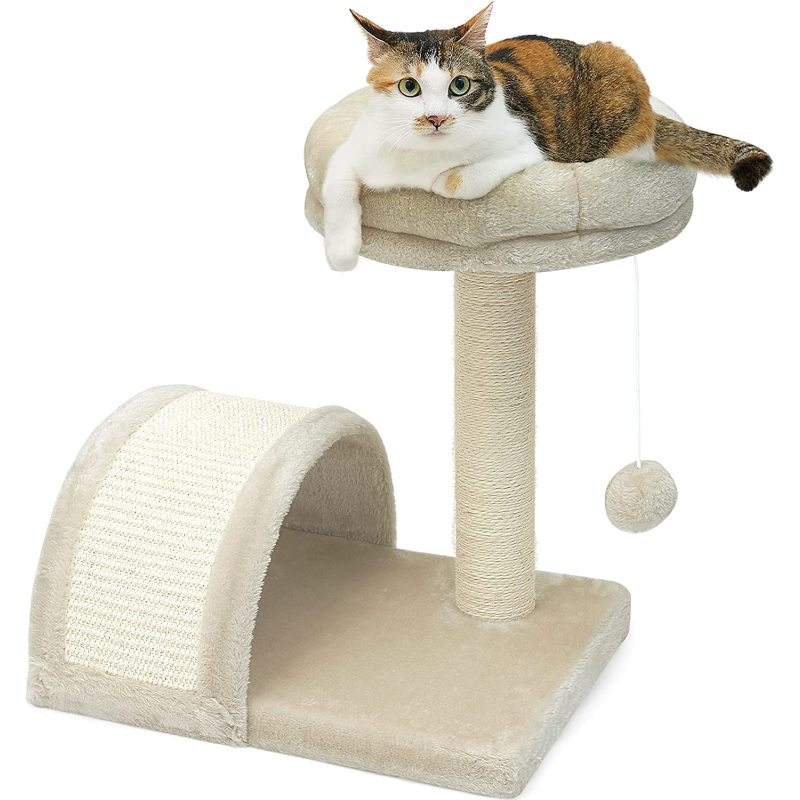 Cat Claw Scratcher Thickened Bottom Plate with Padded Lying Bed and Toy Cat Tree