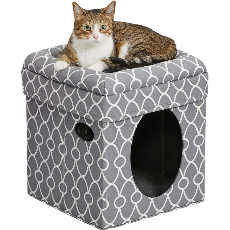 Pets Cat Condo | Tri-Level Design in Brown Faux Suede & Synthetic Sheepskin