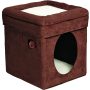 Pets Cat Condo | Tri-Level Design in Brown Faux Suede & Synthetic Sheepskin