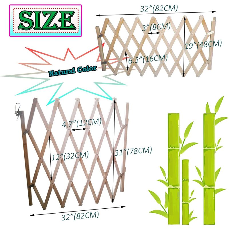 Wooden Dog Gate,Retractable Pet Fence Garden Lawn Portable Pet Safety Patio Garden Door Expandable Safety Protection for Small P