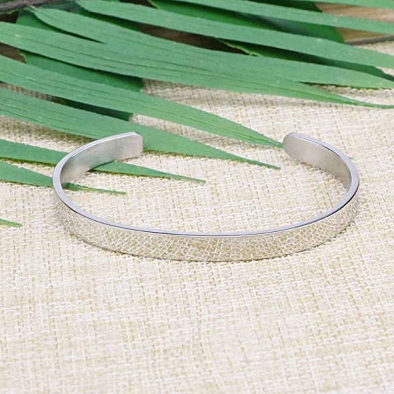 Joycuff Inspirational Bracelets for Women Mom Personalized Gift for Her Engraved Mantra Cuff Bangle Crown Birthday Jewelry
