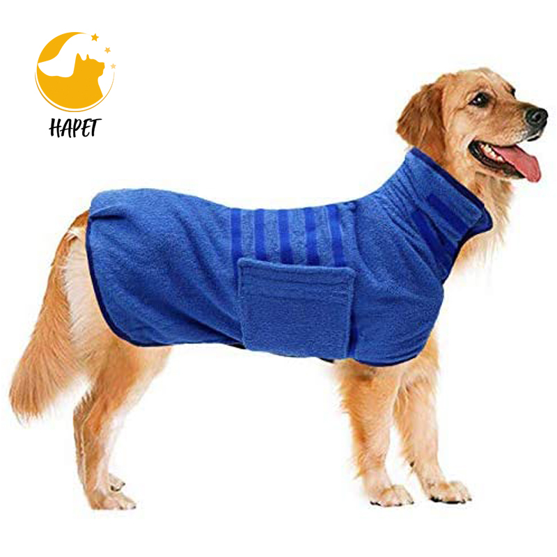 Dog Puppy Bath Robe Towel Dog Bathrobe Drying Coat Super Absorbent Terry Robe