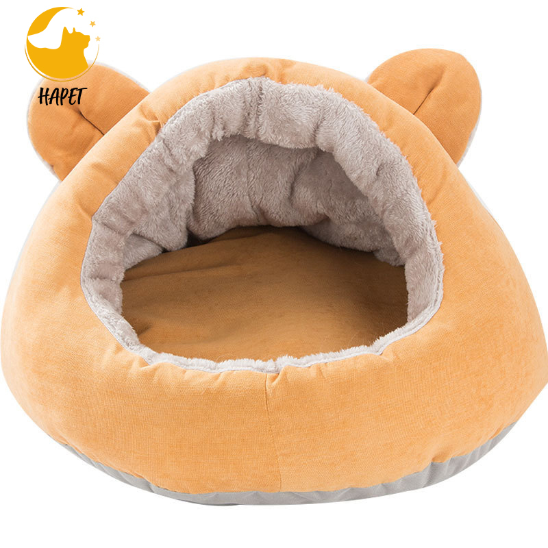 Soft Plush Cat Cave with Removable Washable Cushioned Pillow Roomy Bear Cat House