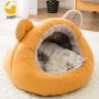 Soft Plush Cat Cave with Removable Washable Cushioned Pillow Roomy Bear Cat House