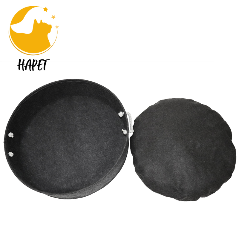 Round Dog Bed Cozy Cat Beds for Indoor Cats Washable Pet Basket Bed with Removable Cushion Anti-Slip Bottom