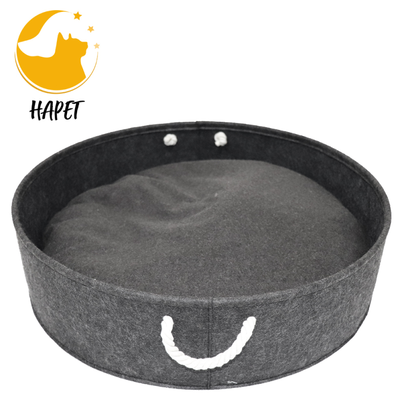 Round Dog Bed Cozy Cat Beds for Indoor Cats Washable Pet Basket Bed with Removable Cushion Anti-Slip Bottom