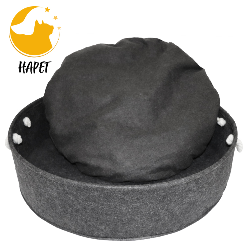 Round Dog Bed Cozy Cat Beds for Indoor Cats Washable Pet Basket Bed with Removable Cushion Anti-Slip Bottom