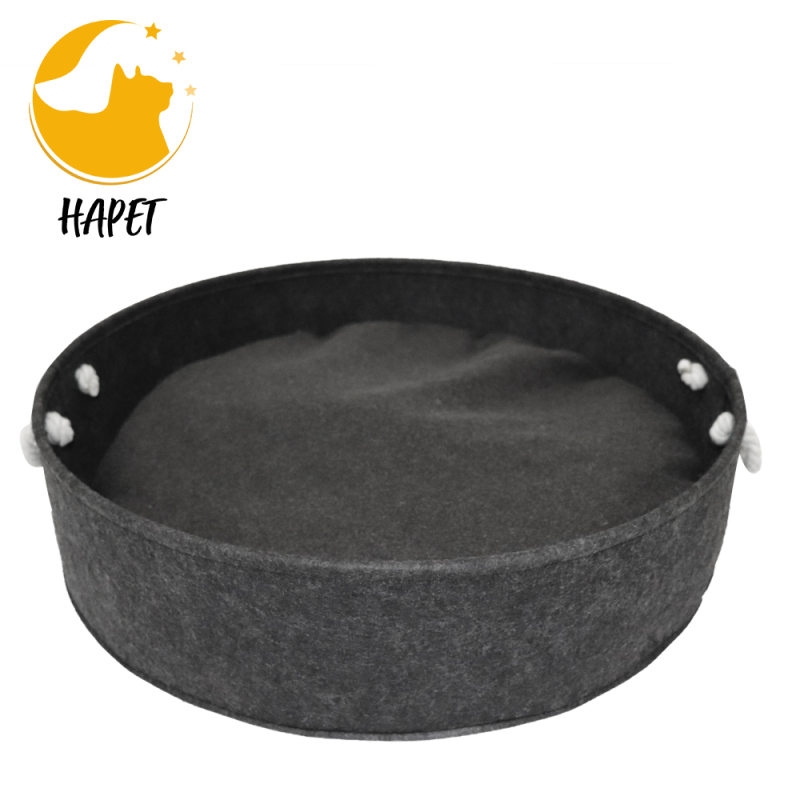 Round Dog Bed Cozy Cat Beds for Indoor Cats Washable Pet Basket Bed with Removable Cushion Anti-Slip Bottom